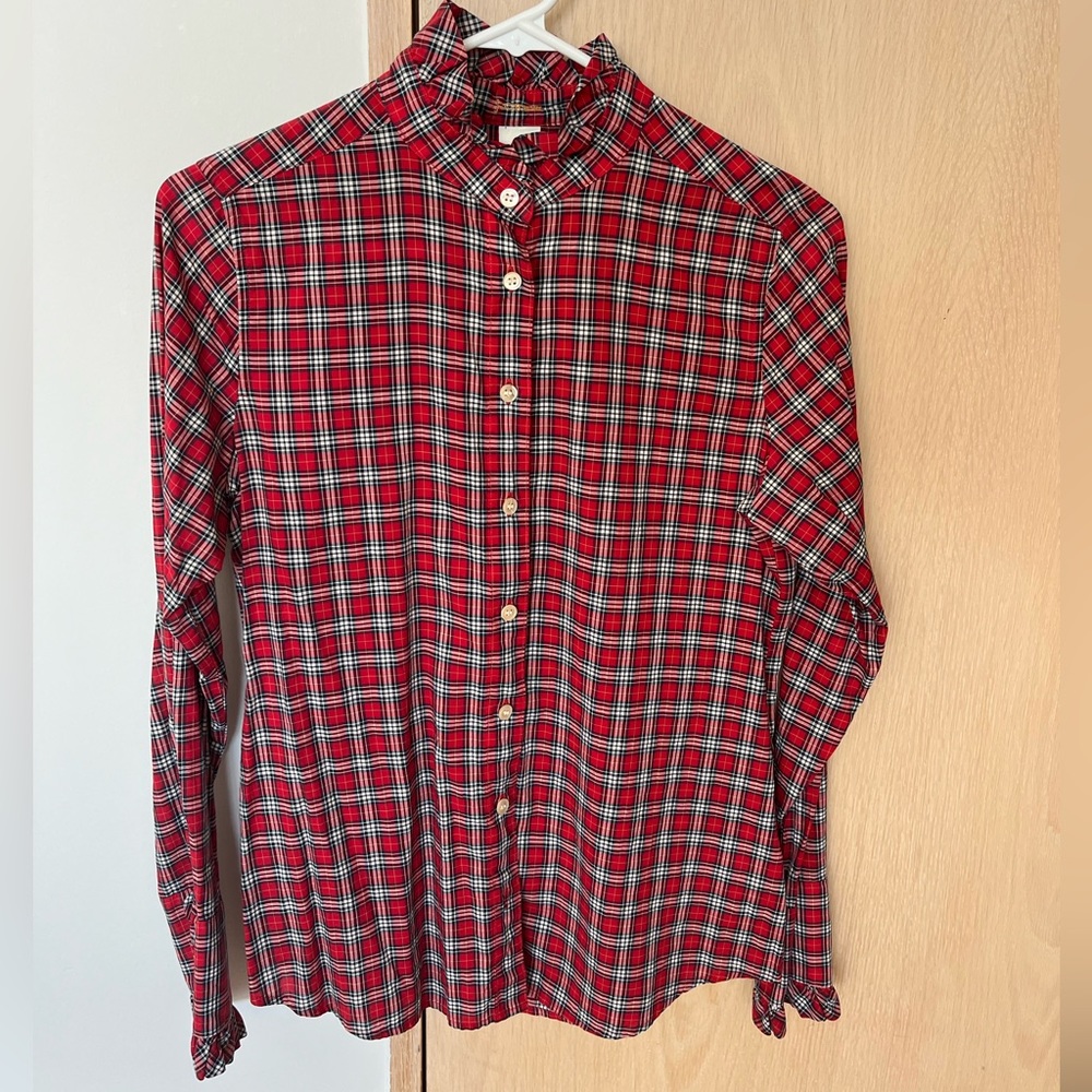 J.Crew ruffle neck button down